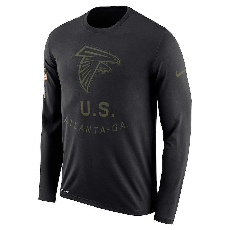 Men's Atlanta Falcons Nike Salute to Service Sideline Legend Performance Long Sleeve T-Shirt Black